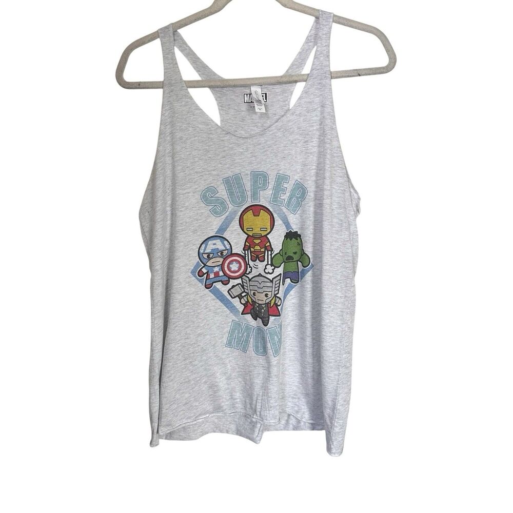 Next Level Women's Sz XL Gray Tank Top Marvel Super Mom Racerback Heros